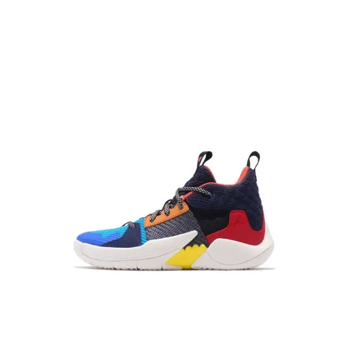 Джордан Why Not Zer0,2 MID Топ Детские Баскетбольные Кроссовки Красный Синий Черный Пэчворк Детские Возраст 3-7 Лет