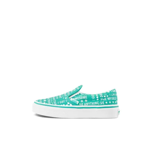 Vans Slip On Low Топ Детские Скейтбординги Зеленый Children Возраст 3-7 лет