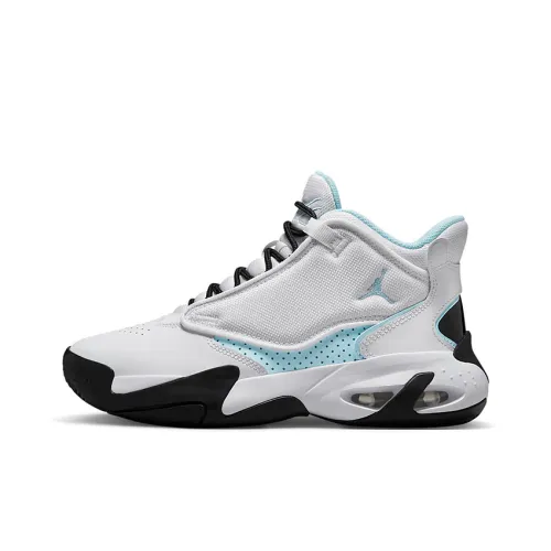 Jordan Max Aura 4 Противоскользящие Амортизирующие Устойчивые к износу MID Баскетбольные кроссовки для детей Белый Синий