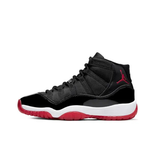 Jordan 11 Темно-красный противоскользящий устойчивый к истиранию высокий топ детские баскетбольные кроссовки черный красный