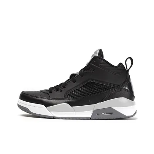 Jordan Flight 9,5 Slip-Resistant Shock Absorbers Mid Топ Детские Баскетбольные Кроссовки Черный Серый Подростки