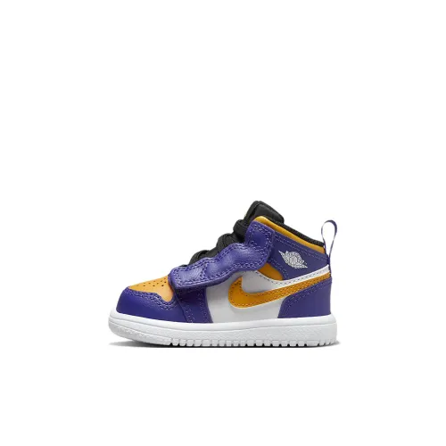 Jordan Air Jordan 1 MID Лейкерс Амортизация Противоскользящий Устойчивый к истиранию Высокий топ Обувь для малышей