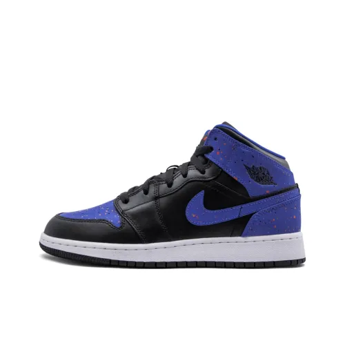Jordan Air Jordan 1 MID Черный MID Топ Детские Баскетбольные кроссовки Чёрно-синий Подростки