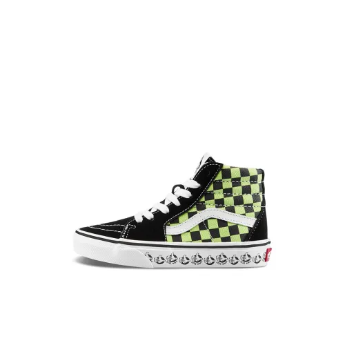VANS SK8 Устойчивые к истиранию высокие топы для детей для скейтбординга черный и зеленый для детей от 3 до 7 лет