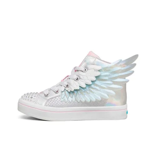 Skechers Twi Lites 2,0 Flashlight Аbrasion Resistant MID Топ Детские Скейтбординги Серебристо-розовый Подростки