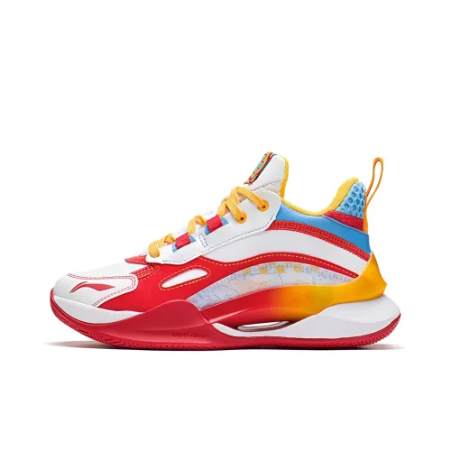 LINING YOUNG Pioneer Spirit TEAM2,5 Rebound Support MID Top Детские баскетбольные кроссовки Белый Красный Синий Подростки