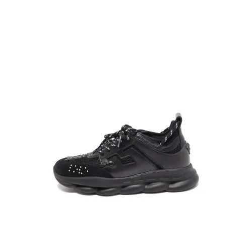 VERSACE CHAIN REACTION Slip-resistant Abrasion-resistant Low Top Kids Lifestyle Shoes Black Kids VERSACE CHAIN REACTION Противоскользящий Устойчивый к истиранию Низкий Топ Детские Лайфстайл Обувь Черный Детский
