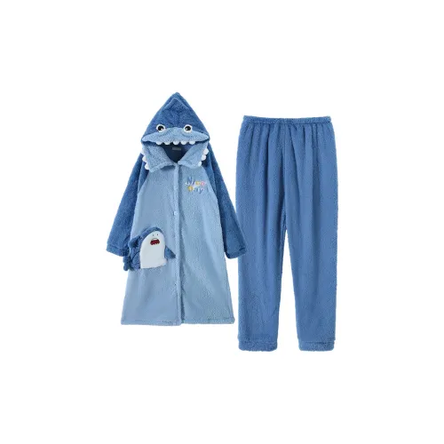 Qiao Ni Tong Пижамный комплект Мужской Shark Blue