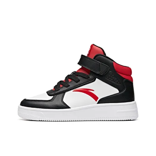 Antakids Slip-resistant Abrasion-resistant High Top Skateboard Shoes Black White Red Teenagers Антакидс Противоскользящие Износостойкие Высокие Кроссовки для Скейтбординга Черный Белый Красный Подростки