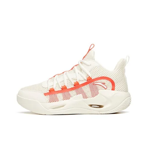 Antakids Slip-resistant Амортизация Устойчивость к истиранию Дышащий MID Топ Детские Баскетбольные кроссовки Айвори Белый