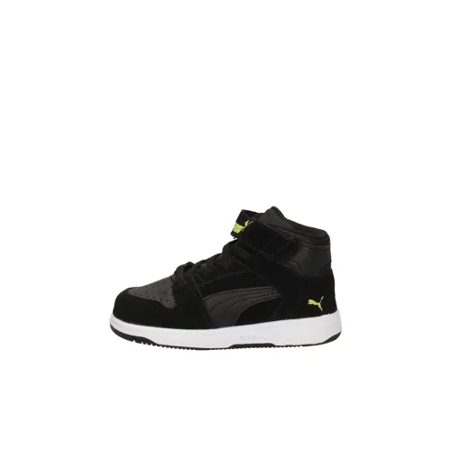 PUMA REBOUND Series Layup Suede High Top Обувь для малышей Черный Желтый Infant и Toddler