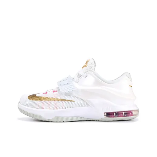 nike KD 7 Aunt Pearl Low Топ Детские Баскетбольные Кроссовки Белый Золотой Подростки