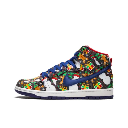 Nike Dunk SB Ugly Рождество Свитер Высокие Топы Детские Скейтбординги Синий Черный