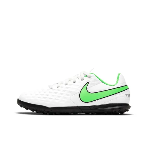 Nike Tiempo Legend 8 Клуб TF Низ Резистентный к истиранию Низкий Топ Детская футбольная обувь Белый Зеленый Детский