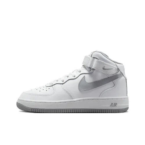 Nike Air FORCE 1 LE Устойчивый к истиранию MID Топ Детские Скейтбординги Белый