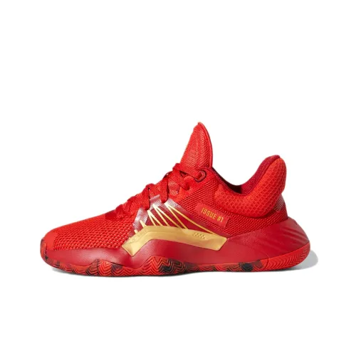 Adidas D.O.N. Issue #1 J Противоскользящий и Дышащий Низкий Топ Баскетбольные кроссовки для игры Красно-золотой Подростки