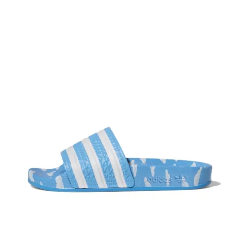 adidas originals Adilette Series J Устойчивые к истиранию Детские домашние тапочки Белый Синий Подростки