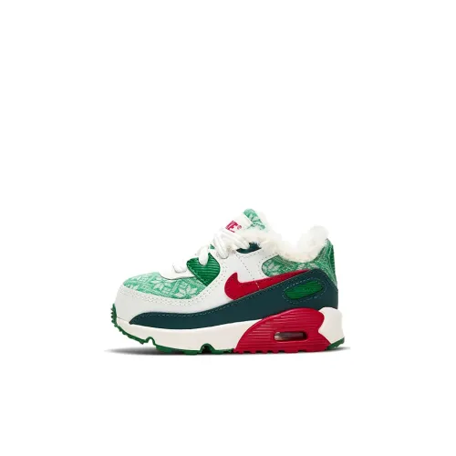 Nike Air Max 90 Low Топ Обувь для малышей Зеленый белый красный Infant And Toddler
