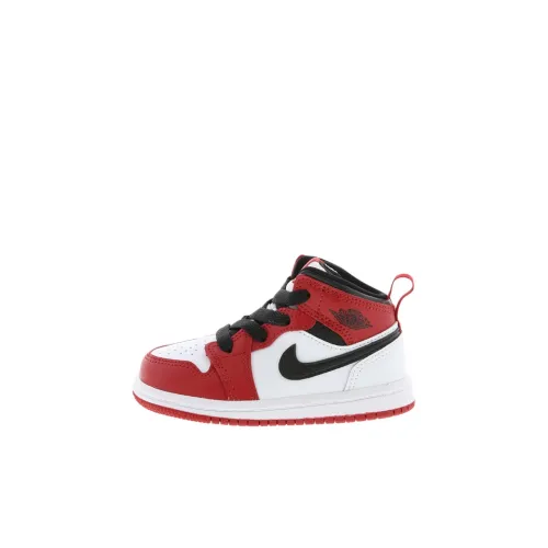 Jordan Air Jordan 1 MID Топ Винтажные баскетбольные кроссовки Белый и красный Infant And Toddler