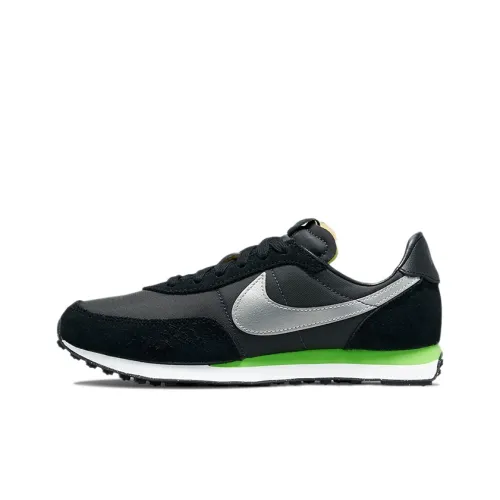 Nike Waffle Trainer 2 Low Топ Kids Lifestyle Shoes Черный Серебряный Зеленый Подростки