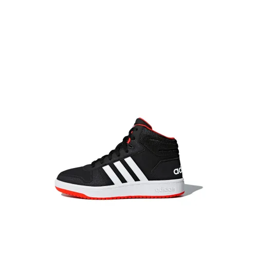Adidas Hoops 2,0 MID Устойчивый к истиранию MID Топ Детские Скейтбординги Черный Белый Красный для детей 3-7 лет