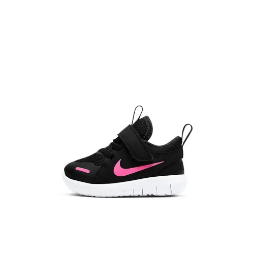 nike Flex Contact 4 Slip Resistant Abrasion Resistant Дышащий Низкий Топ Обувь для малышей Черный Розовый Infant и Toddler