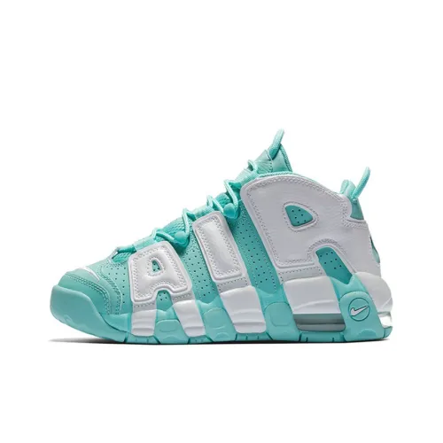 Nike Air More Uptempo Остров Зеленый Амортизация Водонепроницаемый MID Топ Детские Баскетбольные кроссовки Зеленый Белый Подростки