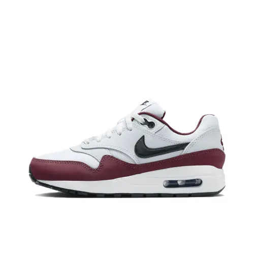 Nike Air Max 1 Амортизация Износостойкий Низкий Топ Детские Беговые Кроссовки Белый Красный Подростки