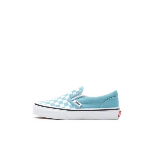 Vans Slip On Series Low Топ Скейтборд Кроссовки Сине-белая шахматная доска для детей 3-7 лет