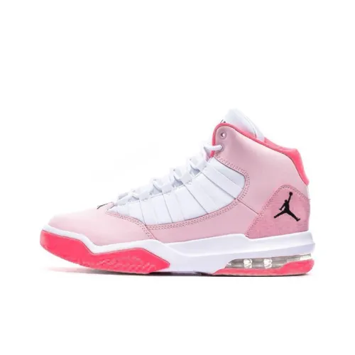 Jordan Max Aura 1 Амортизаторы Slip-resistant MID Детские баскетбольные кроссовки Розовые Белые Подростковые