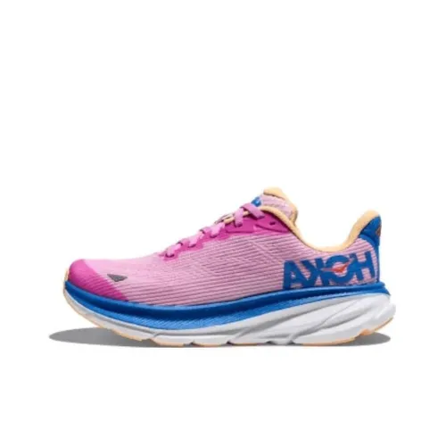 HOKA ONE ONE Clifton 9 Детская беговая обувь Низкий топ Розовый Синий Школьный возраст