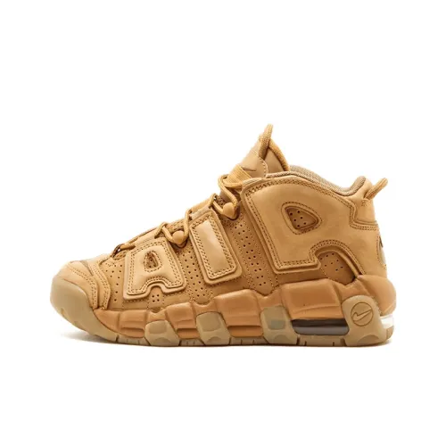 Nike Air More Uptempo Fla Амортизация и Дышащий MID Топ Детские Баскетбольные Кроссовки Светло-Коричневый