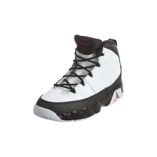Jordan Air Jordan 9 Retro Амортизация Износостойкий MID Топ Детские Баскетбольные кроссовки Белый Черный