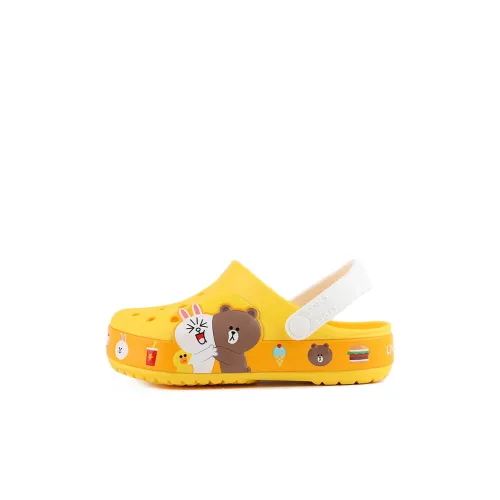 Crocs Classic Clog Slip-Resistant Abrasion-Resistant Children's Sandals Yellow White Brown Children's Crocs Classic Clog Slip-Resistant Abrasion-Resistant Children's Sandals Желтый Белый Коричневый Детский