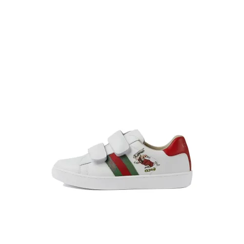 GUCCI Ace Устойчивый к истиранию Низкий Топ Детские Скейтбординги Белый Красный для детей 3-7 лет