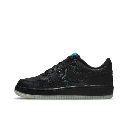 Nike Air FORCE 1 Space Jam Low Топ Детские Скейтбординги Черный Синий
