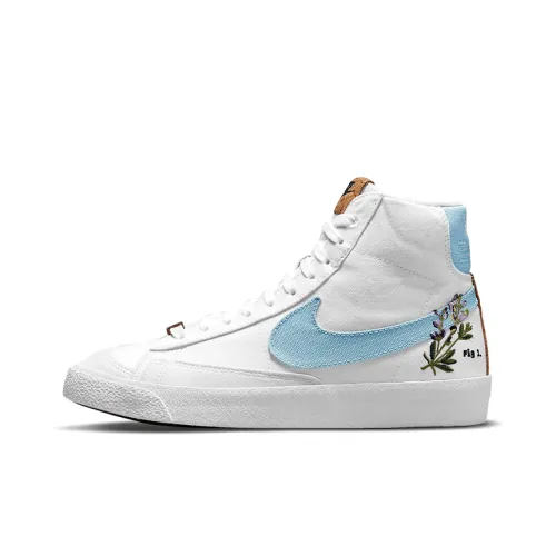 Nike Blazer 77 Амортизация Устойчивость к истиранию Поддержка MID Топ Детские Скейтбординг Белый Синий