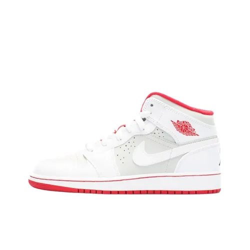 Jordan Air Jordan 1 Ретро MID HARE Джордан 2015 MID Топ Детские баскетбольные кроссовки Белый Красный Подростки