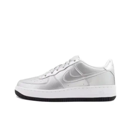 Nike Air Force 1 Амортизация Износостойкий Низкий Топ Детские Скейтбординги Серебряный Подростки