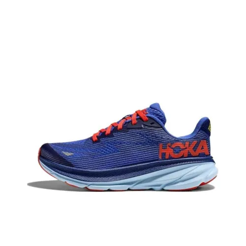 HOKA ONE ONE Clifton 9 Детская беговая обувь Низкий топ Внимание привлекательный синий Школьный возраст