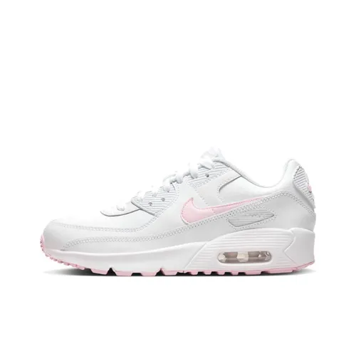 Nike Air Max 90 Амортизация Износостойкие Низкие Кеды для Детей Lifestyle Shoes Белый Розовый Подростки