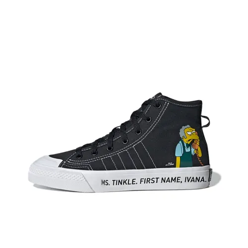 Adidas Originals NIZZA Series Hi Rf J The Simpsons С принтом Высокие кеды для скейтбординга Детские Черные Подростковые