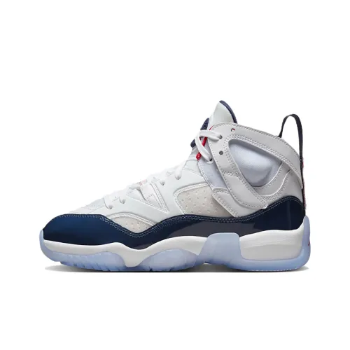 Jordan Jumpman Два Trey Устойчивые к истиранию Высокие Баскетбольные Кроссовки Белый Красный Синий Подростки