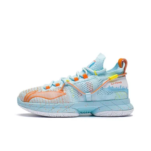 LINING YOUNG Speed 6 Противоскользящие Амортизация Устойчивость к износу Отскок MID Топ Баскетбольные кроссовки Синий Подростки
