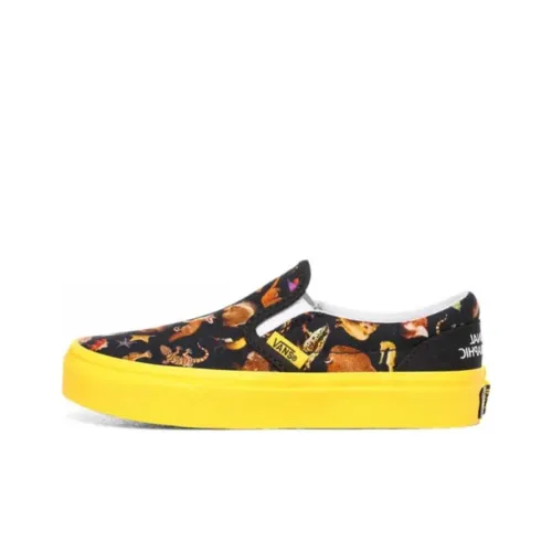 NATIONAL GEOGRAPHIC x Vans Slip On Series Low Топ Детские Скейтбординги Черно-желтый Подростки