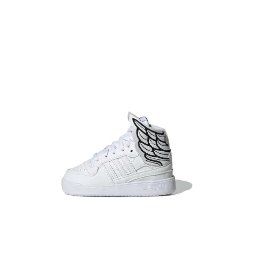 Adidas Originals FORUM High Wings 4,0 Wings Устойчивые к истиранию Высокий Топ Скейтборд Кроссовки Белый Черный Для малышей и детей дошкольного возраста