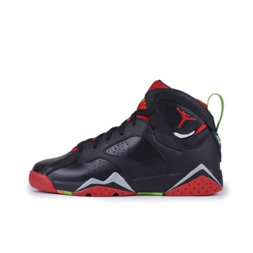 Jordan Air JORDAN 7 Ретро MARVIN The Martian Высокие Баскетбольные Кроссовки для Детей Черные и Красные