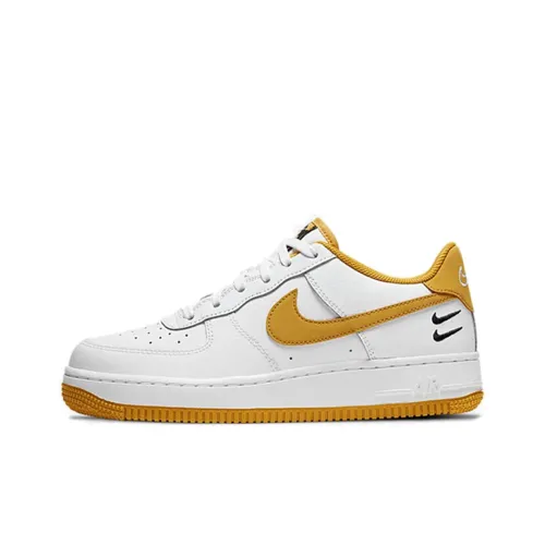 Nike Air FORCE 1 Slip-resistant Low Top Детские Скейтбординги Белый Желтый