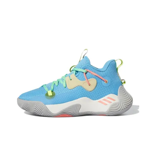 Adidas Harden Stepback 3 Устойчивый к истиранию MID Топ Детские Баскетбольные кроссовки Синий Подростки