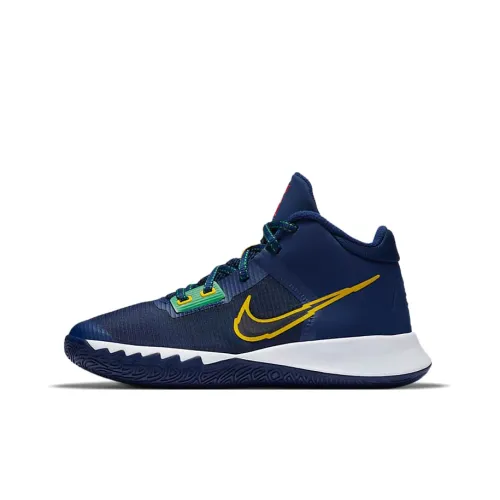 nike Flytrap 4 Kyrie MID Топ Баскетбольные кроссовки для игры Морской синий Международная версия Подростки